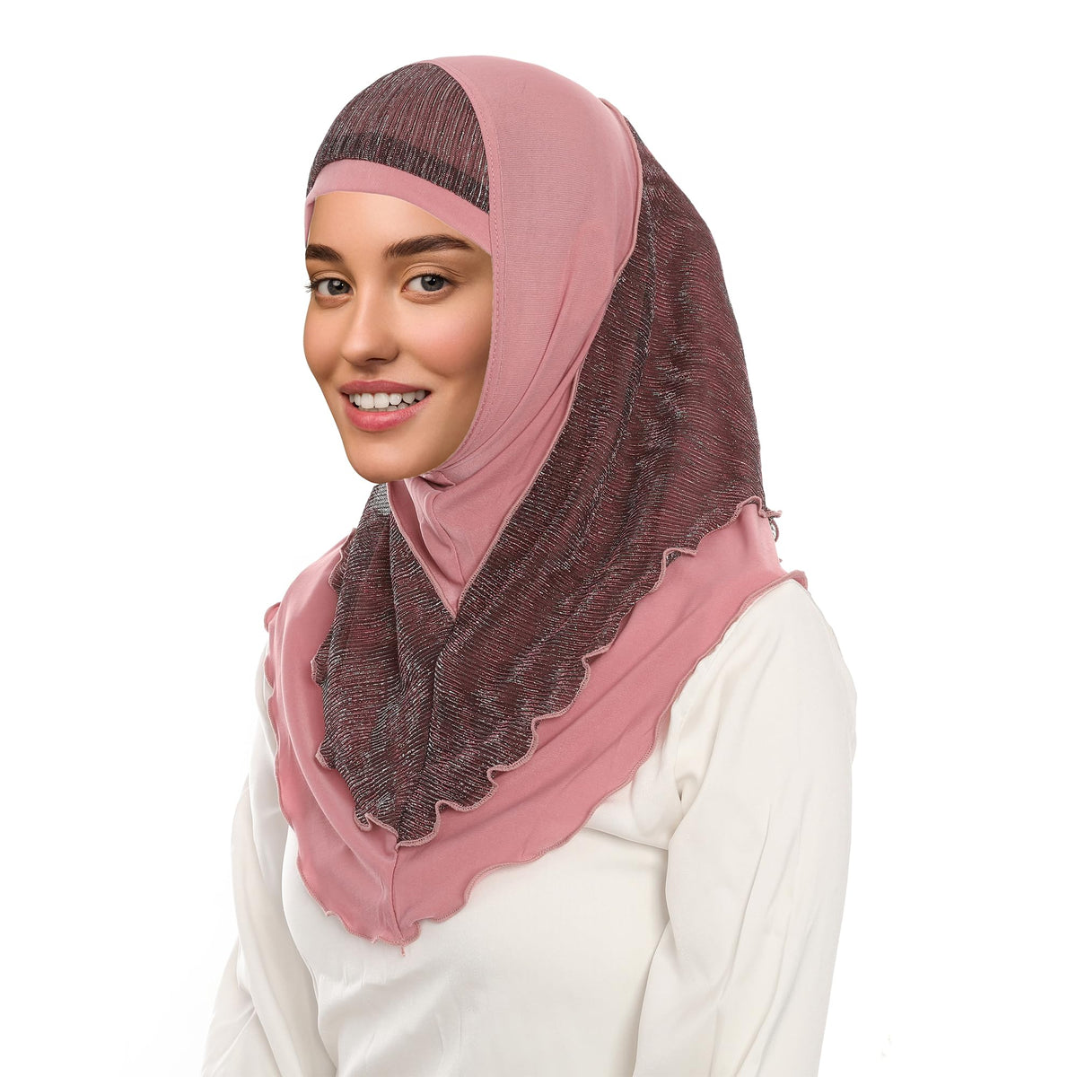 Jazvano - Hijab instantáneo para mujeres y niñas musulmanas, bufanda suave fácil de llevar, bufanda para la cabeza – Spun Gold Jilbab Daily Islamic 1pc, A rosa, Talla única