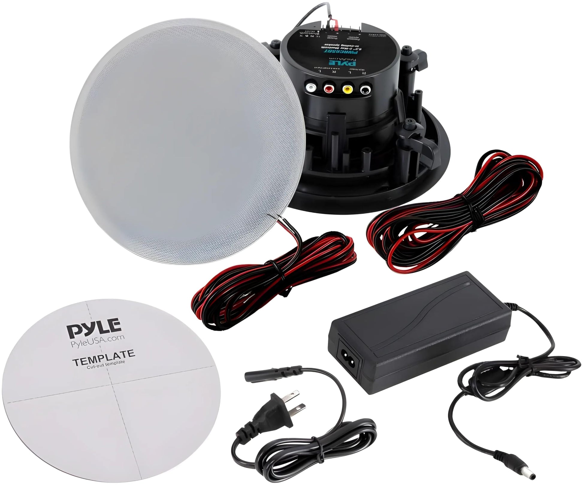 Pyle Bocinas de Montaje en Techo y Pared de 6.5" 300W, Kit de Subwoofer Estéreo de 2 Vías Dual con Bluetooth Inalámbrico, Montaje Empotrado en Pared y Techo para Sistema de Sonido Surround en Casa