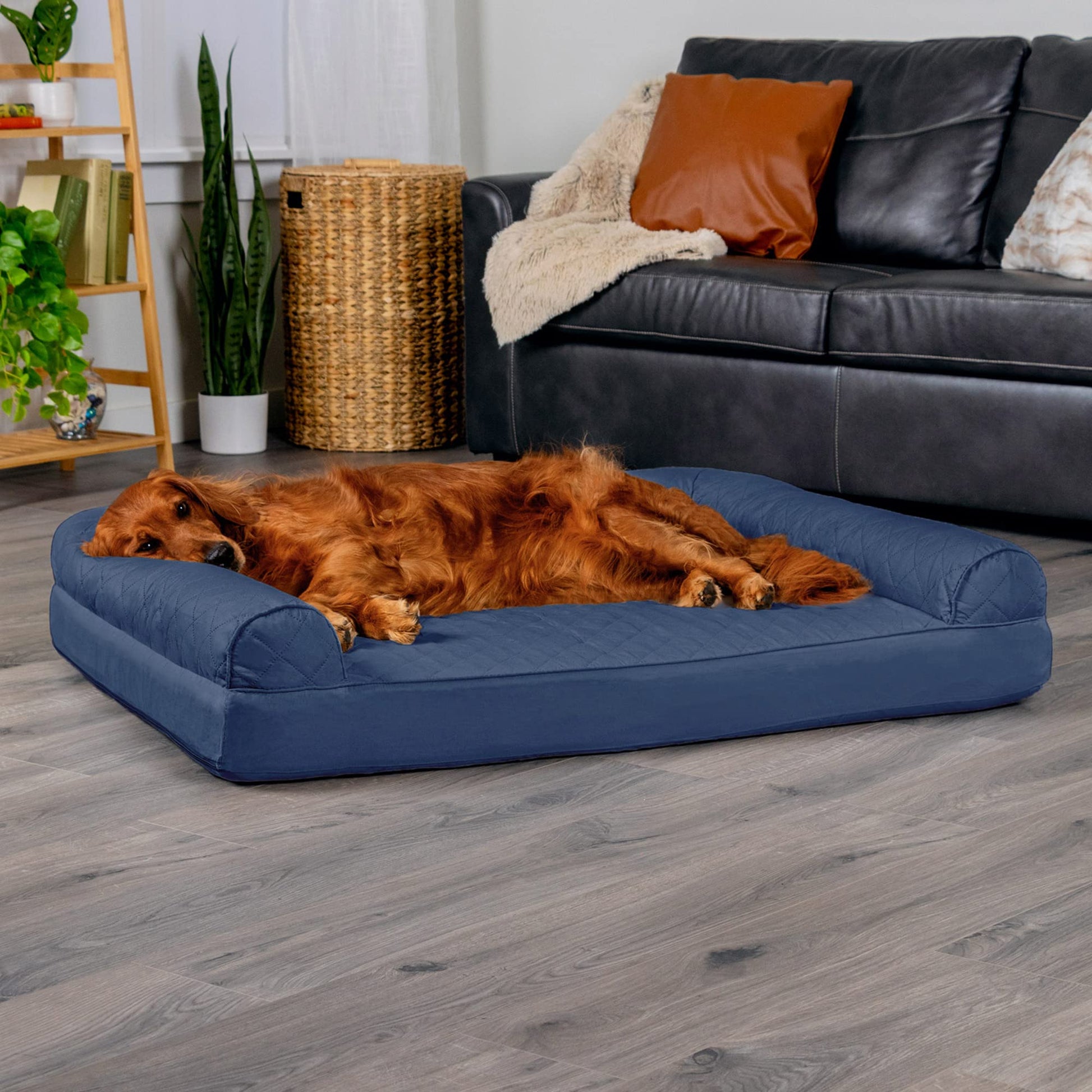 Furhaven Pet - Sofá ortopédico acolchado FurHaven Jumbo para perros y gatos, azul marino
