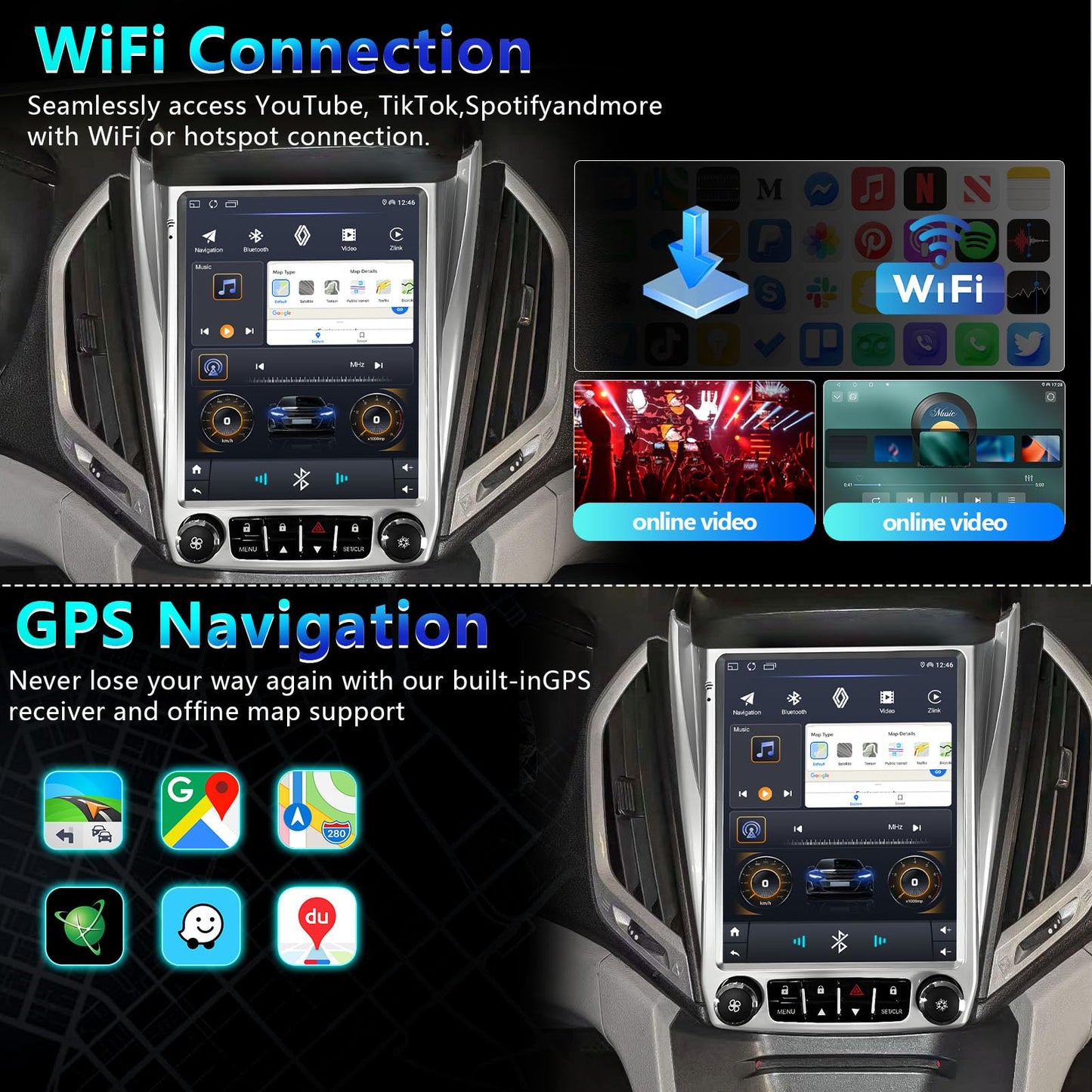 Estéreo para Auto Android 12, Pantalla Táctil HD de 10.1 Pulgadas, Reproductor de Radio con Navegación GPS WiFi y Cámara de Respaldo para Chevrolet Equinox, GMC Terrain 2012-2017 (2+32G Sin Bloqueo)