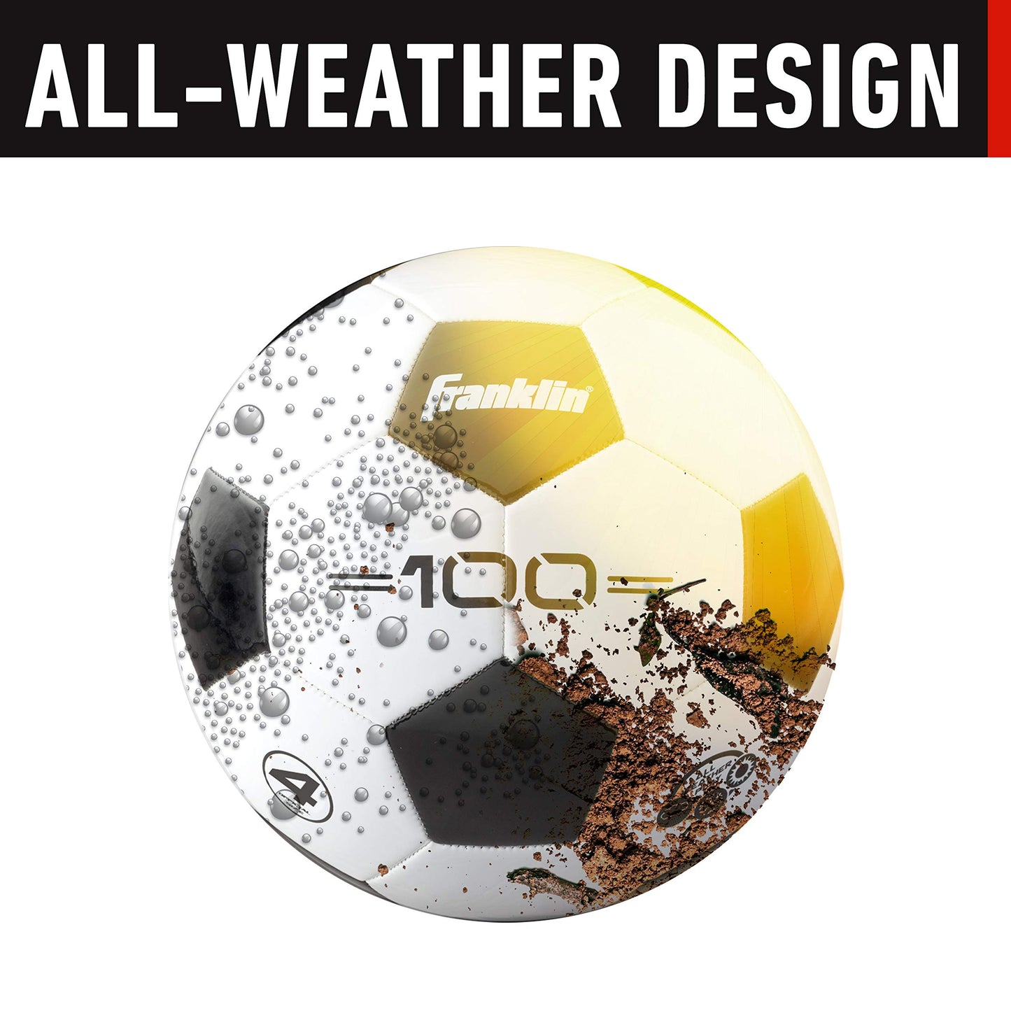Franklin Sports Competition F-100 Balón de fútbol, Talla 4, 12 balones deshinchados con Bomba, Blanco, 4