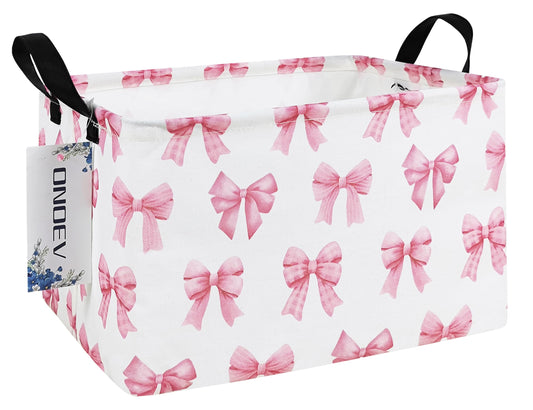 ONOEV - Cesta rectangular de lavandería para niños, cestas de almacenamiento impermeables para niñas, cesta de regalo rosa, adecuada para decoración del hogar, oficina y almacenamiento de juguetes