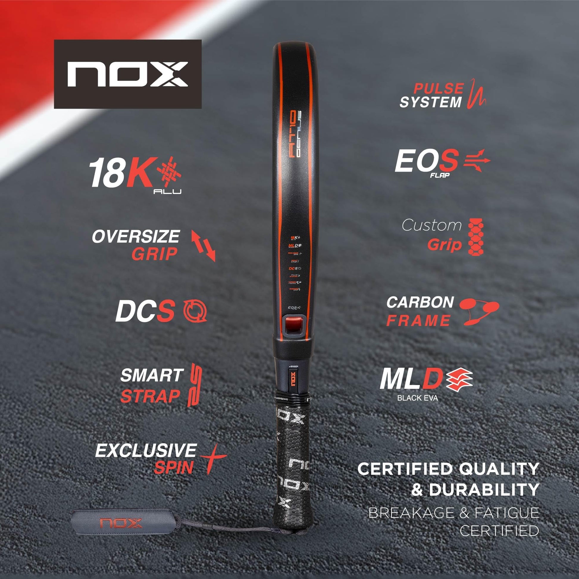 Pala de Pádel NOX AT10 Genius 18K Roja 2025