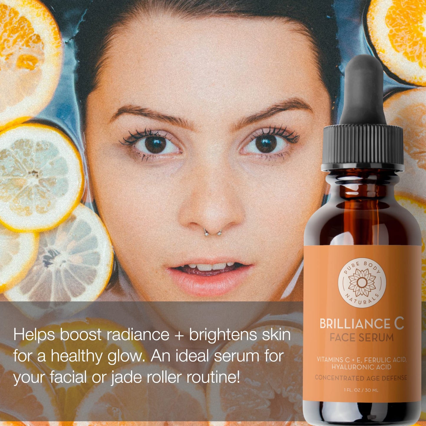 Pure Body Naturals Facial Serum Set - Hyaluronic Acid Serum, Retinol Serum, Vitamin C Serum, and Vitamin B3 Serum - A Perfect Serum Gift Set for Women of All Ages