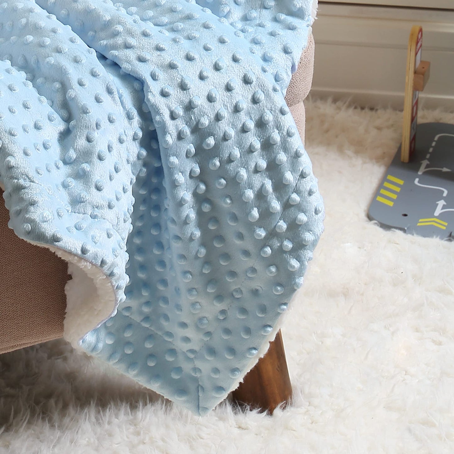 CREVENT - Manta de Sherpa Suave y cálida para bebé, para Cuna y carriola, Regalos para bebés y niños para Todas Las Estaciones (30 x 40 Pulgadas, Punto Azul)