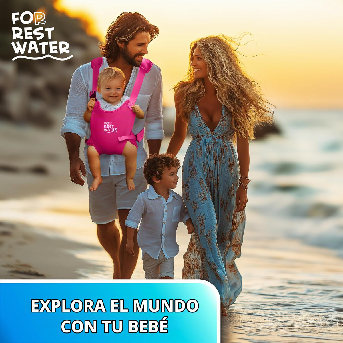 Portabebés para agua de descanso – Eslinga ergonómica de neopreno de alta calidad para diversión en agua y tierra cálida y segura (4-24 meses) – Arnés ajustable para bebés y niños pequeños (Pink)
