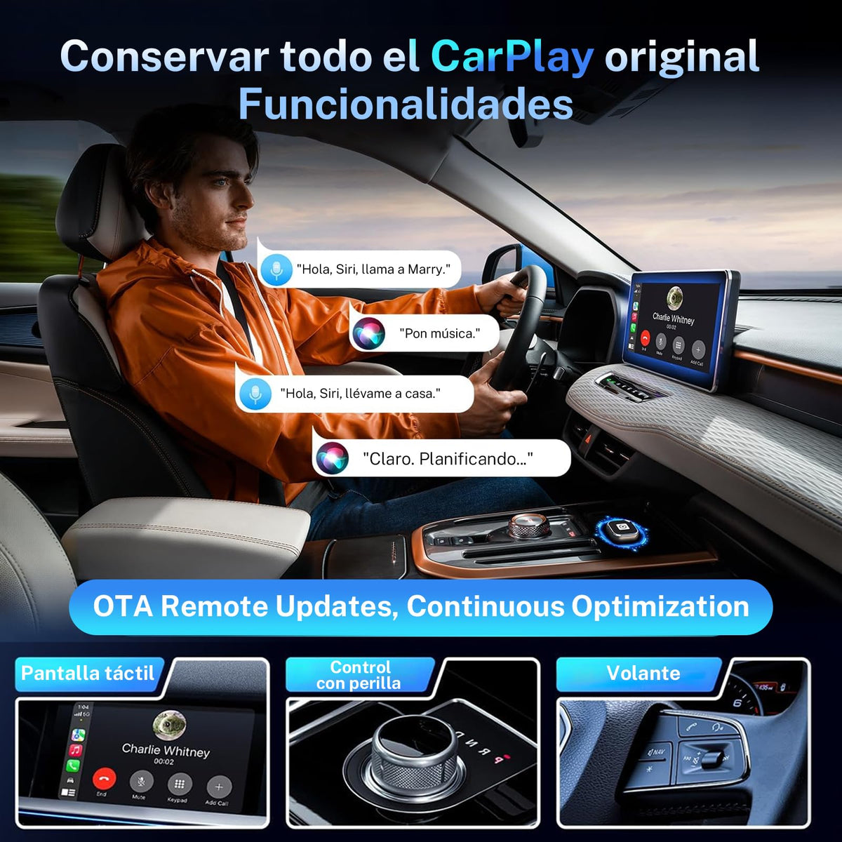Adaptador Inalámbrico GOMITA Negro Conexión Rápida y Compacta para CarPlay y Android Auto con Puerto USB USB-C