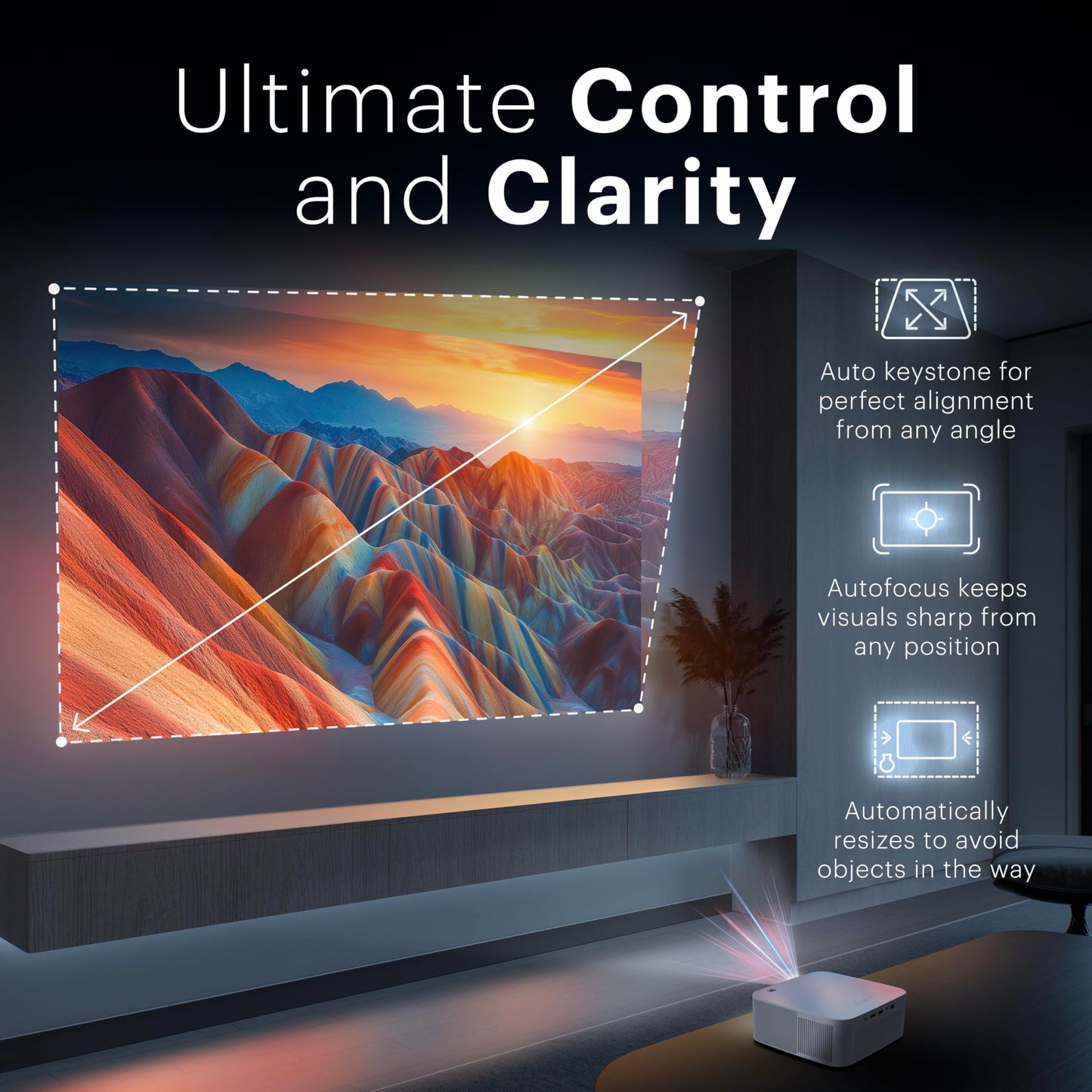 Kodak Flik X20 Proyector inteligente 1080p, Google TV Dongle integrado | LED de 300 lúmenes ANSI | enfoque automático y piedra clave | HDMI y USB | Wi-Fi, Bluetooth 5.0 | HDR10, decodificación 4K |