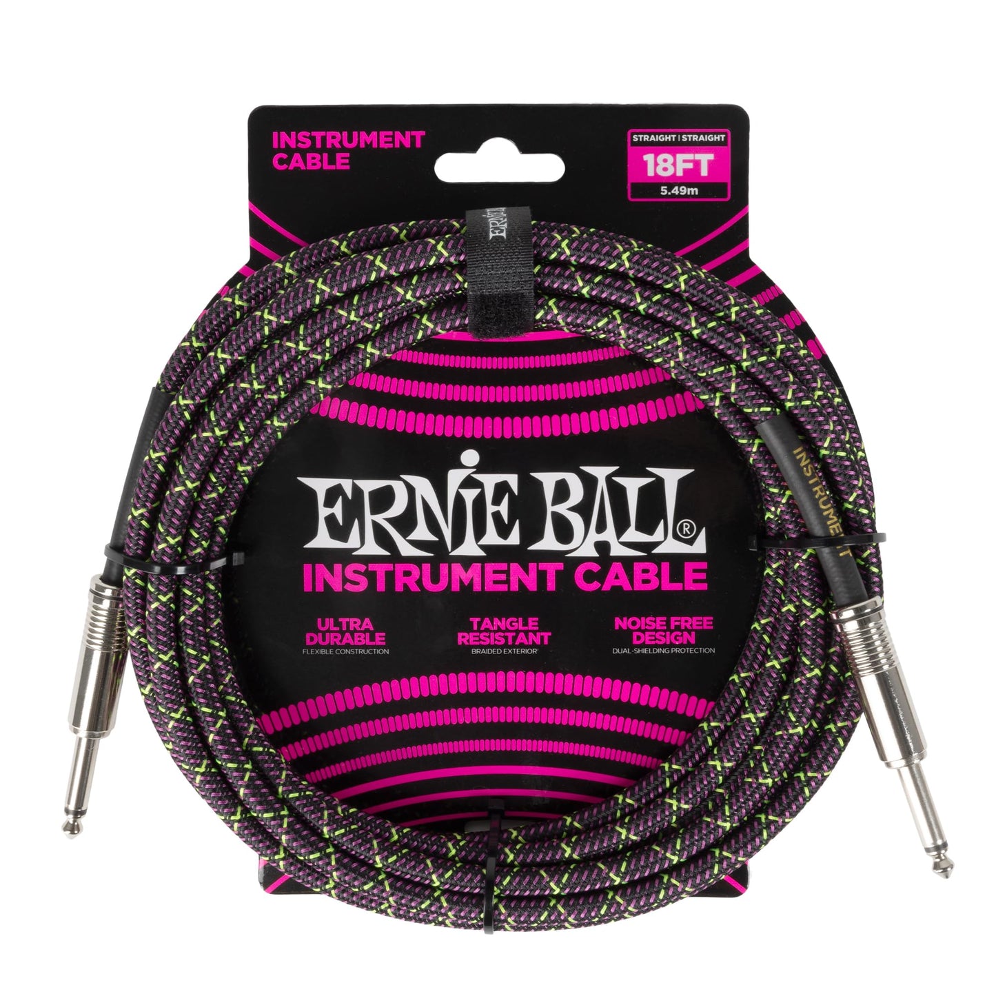 Cable Trenzado para Instrumentos Ernie Ball Pitón Morado 5,5 m Recto/Recto