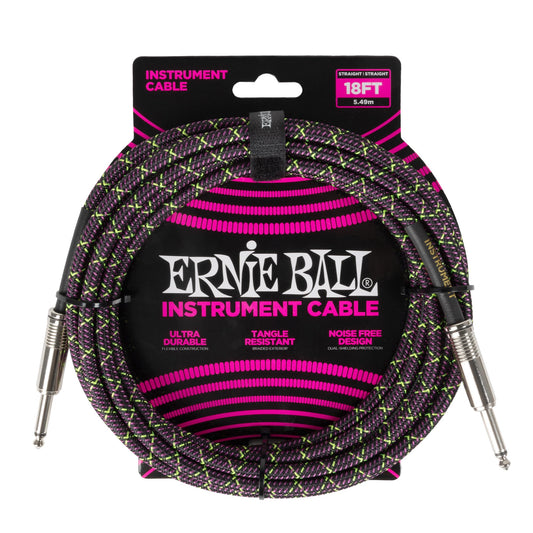 Cable Trenzado para Instrumentos Ernie Ball Pitón Morado 5,5 m Recto/Recto
