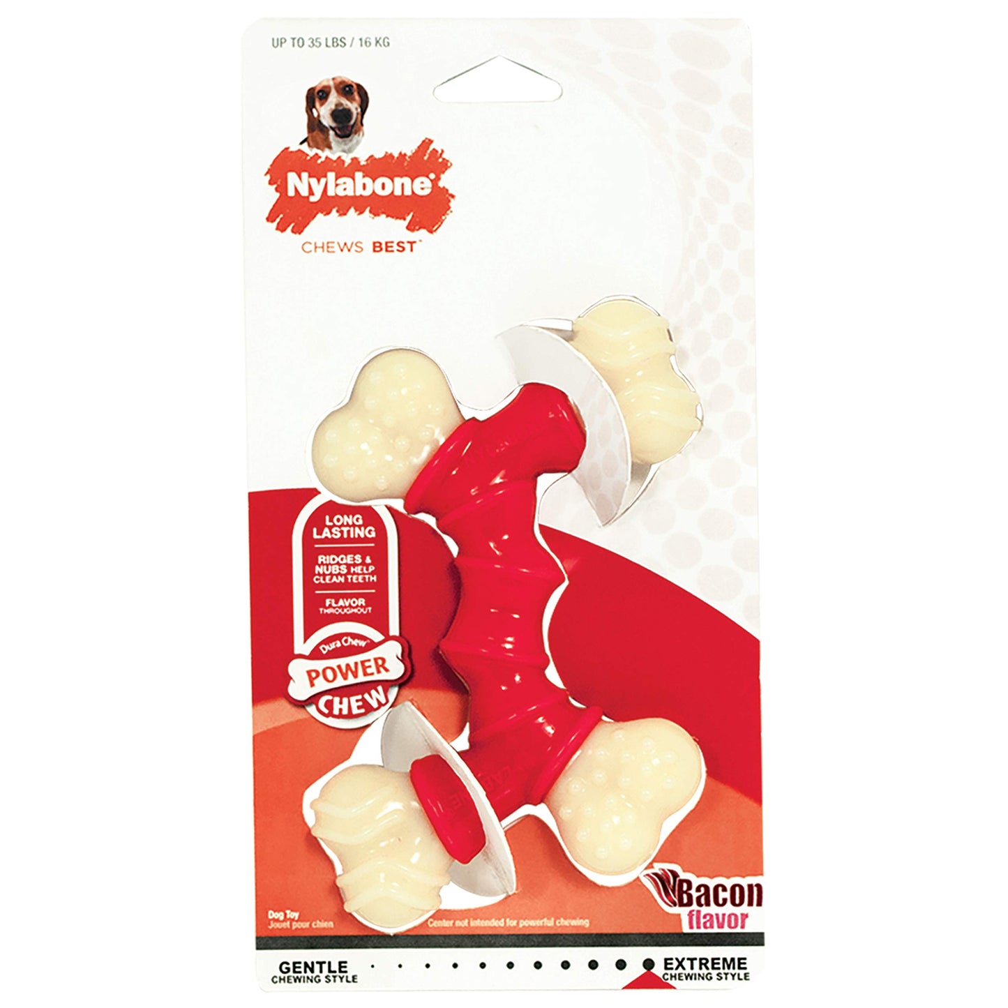 Juguete de Perro Nylabone Naranja y Blanco sabor Tocino