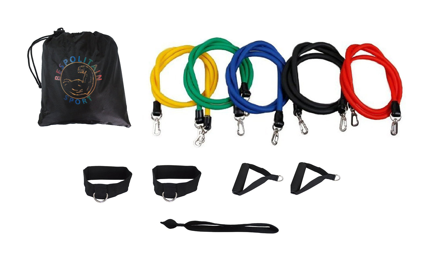 Bespolitan Premium Banda de Ejercicio de Resistencia de látex Set (11 Piezas), 48-Inch
