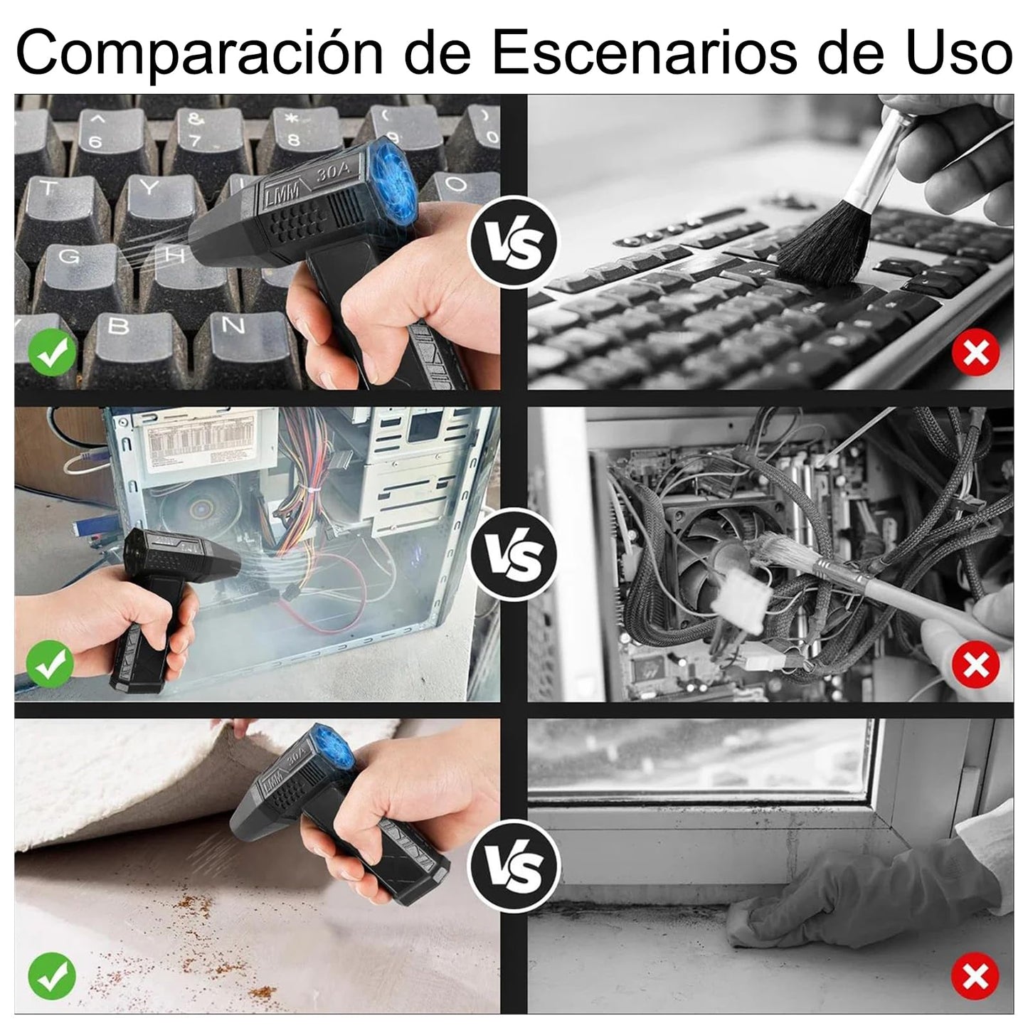 Sopladora de Aire, Sopladora de 3 Velocidades Ajustables, Soplador de Aire Recargable USB para Limpieza de Teclado, PC, Automóvil, Casa y Espacios Difíciles de Alcanzar