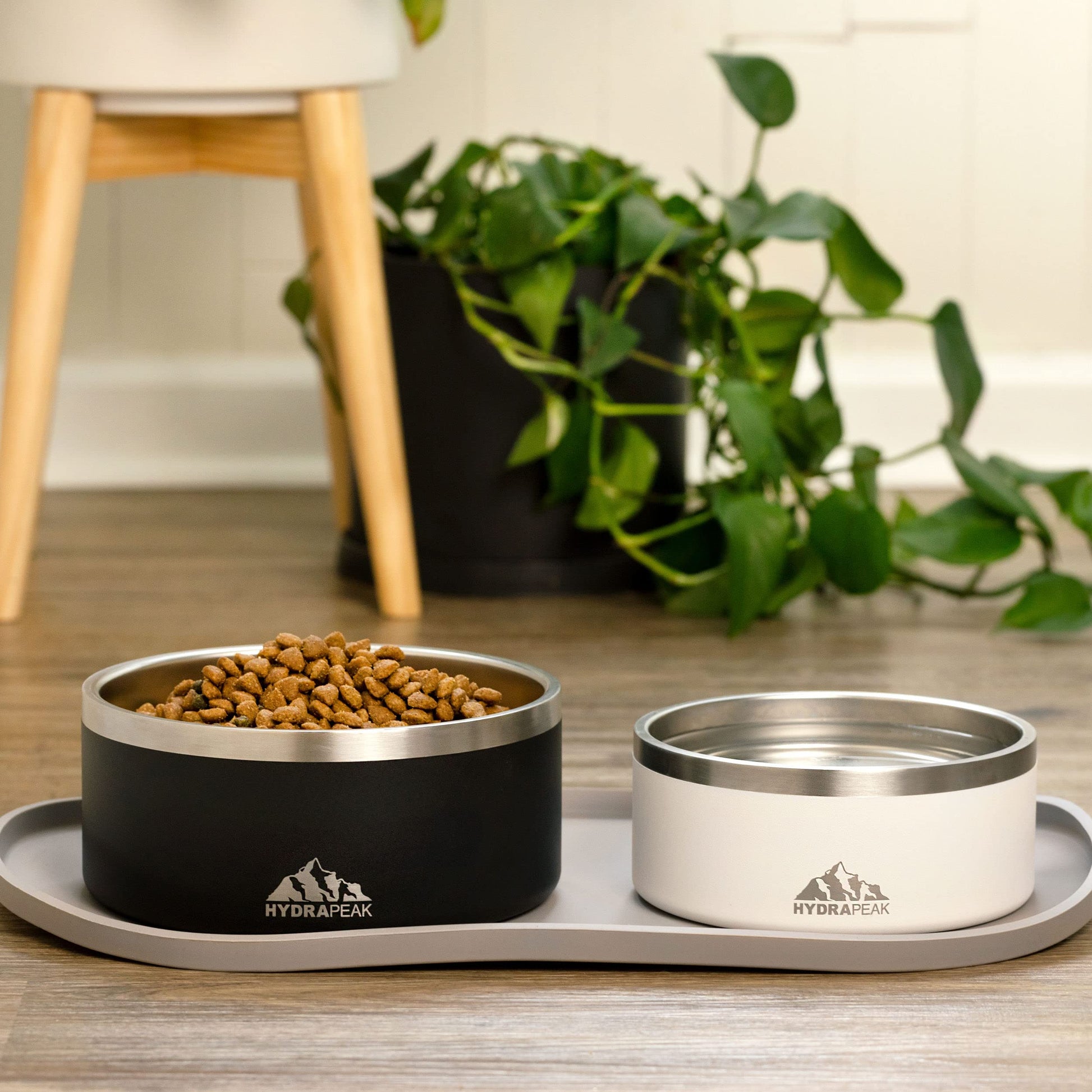 Hydrapeak Cuenco para perro, cuencos antideslizantes de acero inoxidable para agua o comida (4 tazas, negro)
