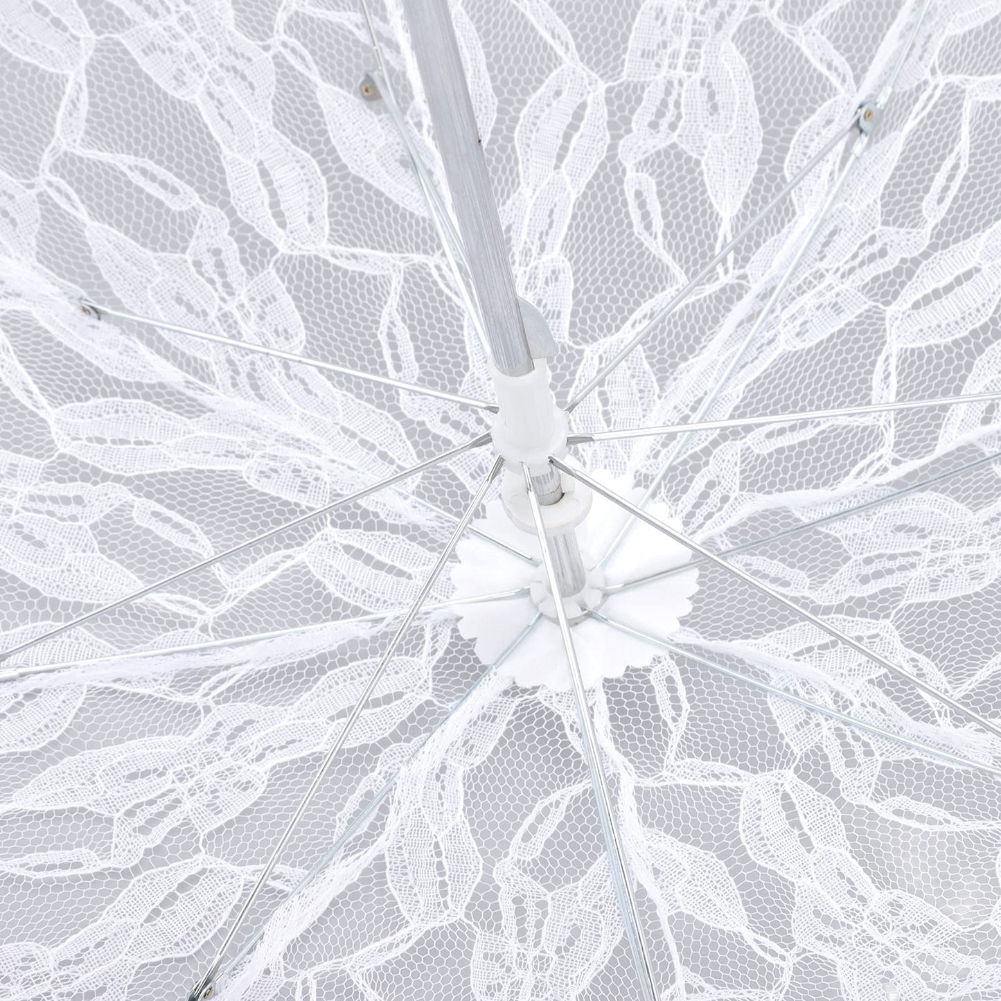 TANM Paraguas de Sombrilla de Encaje Blanco, Paraguas de Sombrilla de Encaje Aspecto Elegante en J de Plástico para Boda