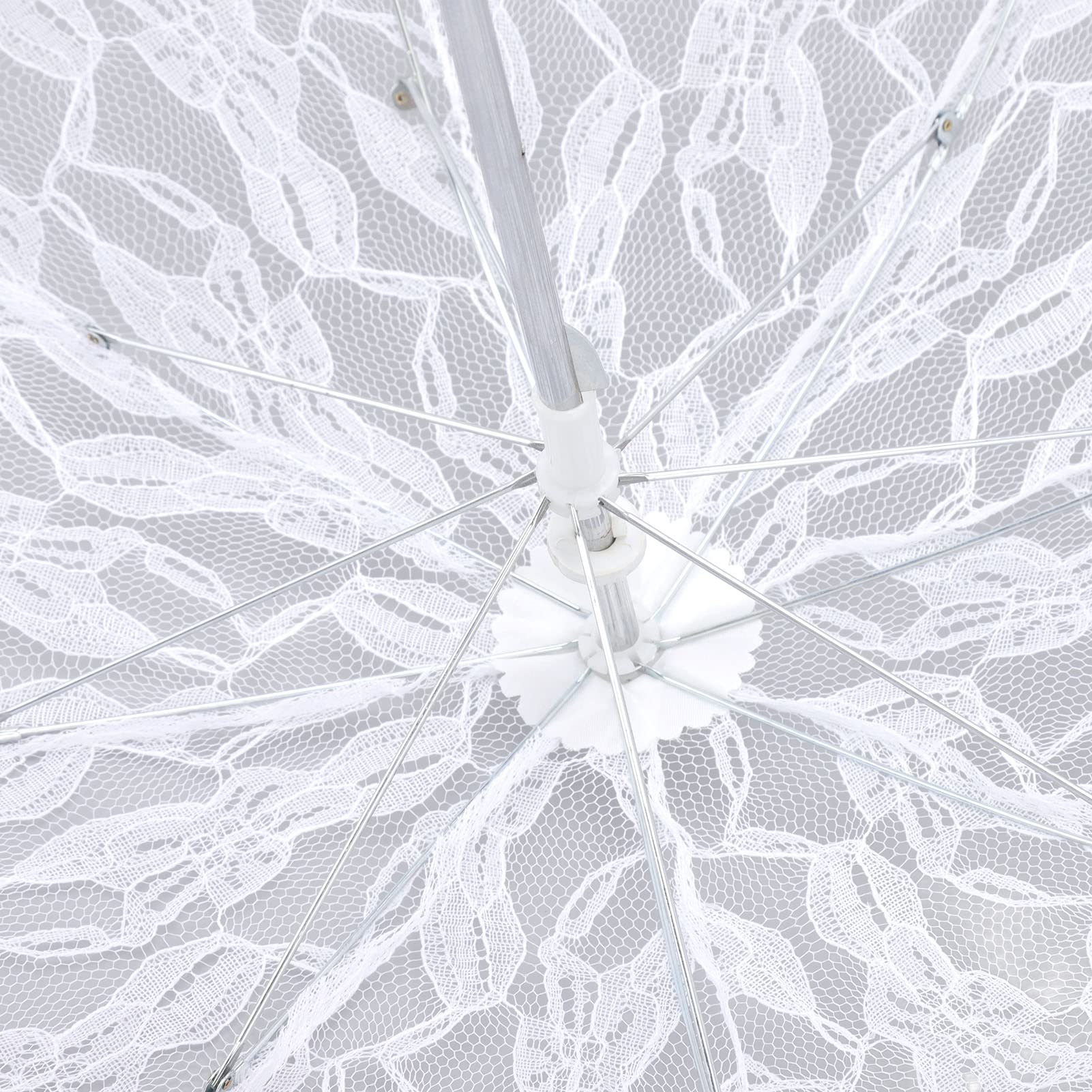 TANM Paraguas de Sombrilla de Encaje Blanco, Paraguas de Sombrilla de Encaje Aspecto Elegante en J de Plástico para Boda