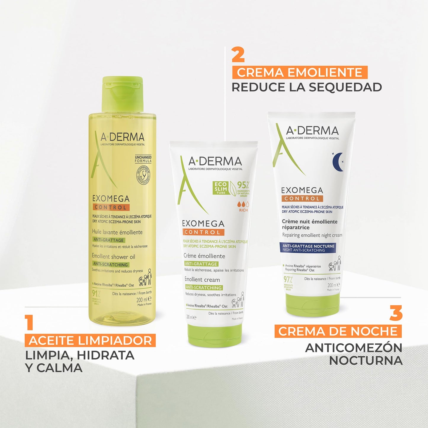 A-DERMA Exomega Control Aceite de Ducha Piel Atopica Muy Seca, 200 ml