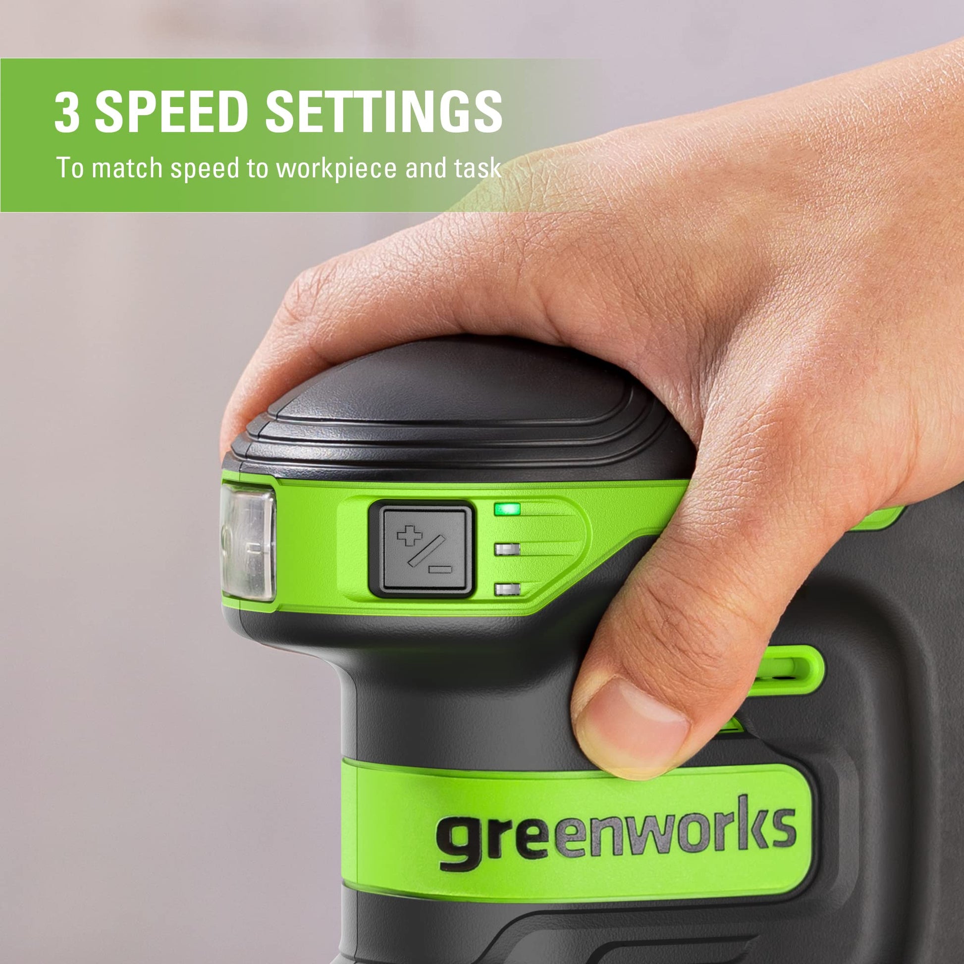 Greenworks Kit de lijadora orbital de 24 V, lijadora aleatoria de 5 pulgadas, velocidad variable, solo herramienta