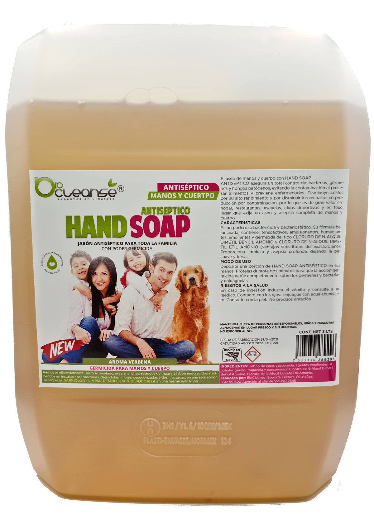 Jabón Antibacterial para Manos y Cuerpo para toda la familia en Presentación de 20 Litros, Limpieza y Protección en Abundancia