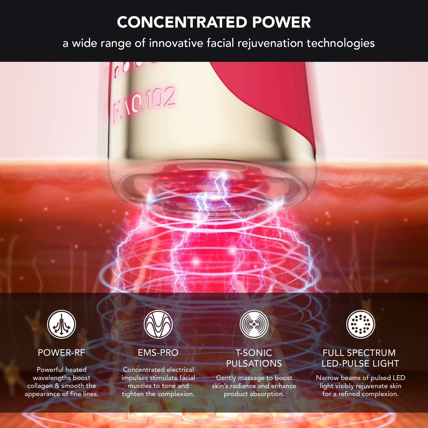 FAQ 102 - Radiofrecuencia facial - Masajeador facial reafirmante - Luz roja LED para el cuidado de la piel - Alta frecuencia para tonificación - Tratamiento antiarrugas - Pink Ruby