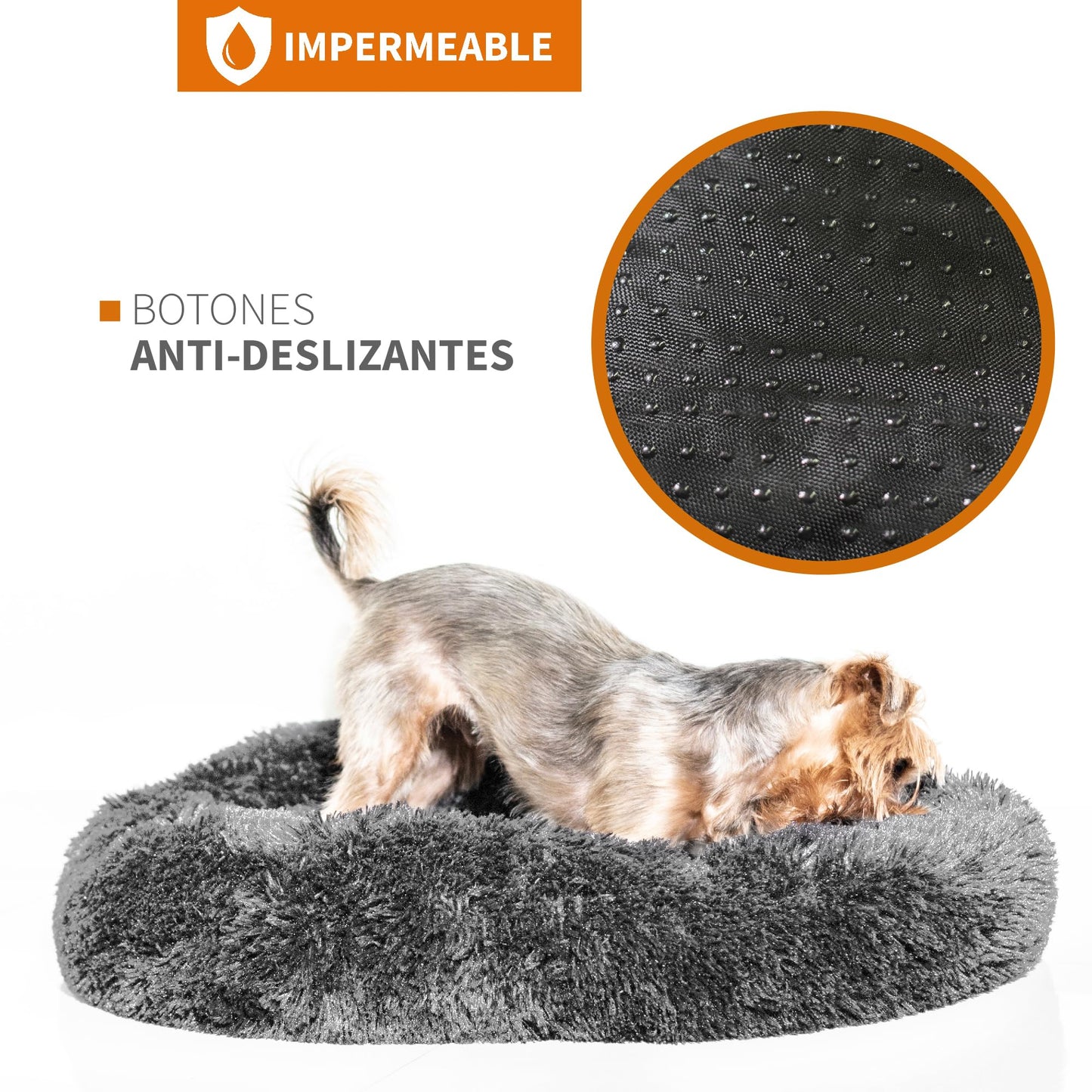 Cama para Mascotas PET TO BED Light Grey Redonda Esponjosa y Cómoda Antiestrés Tamaño Pequeño