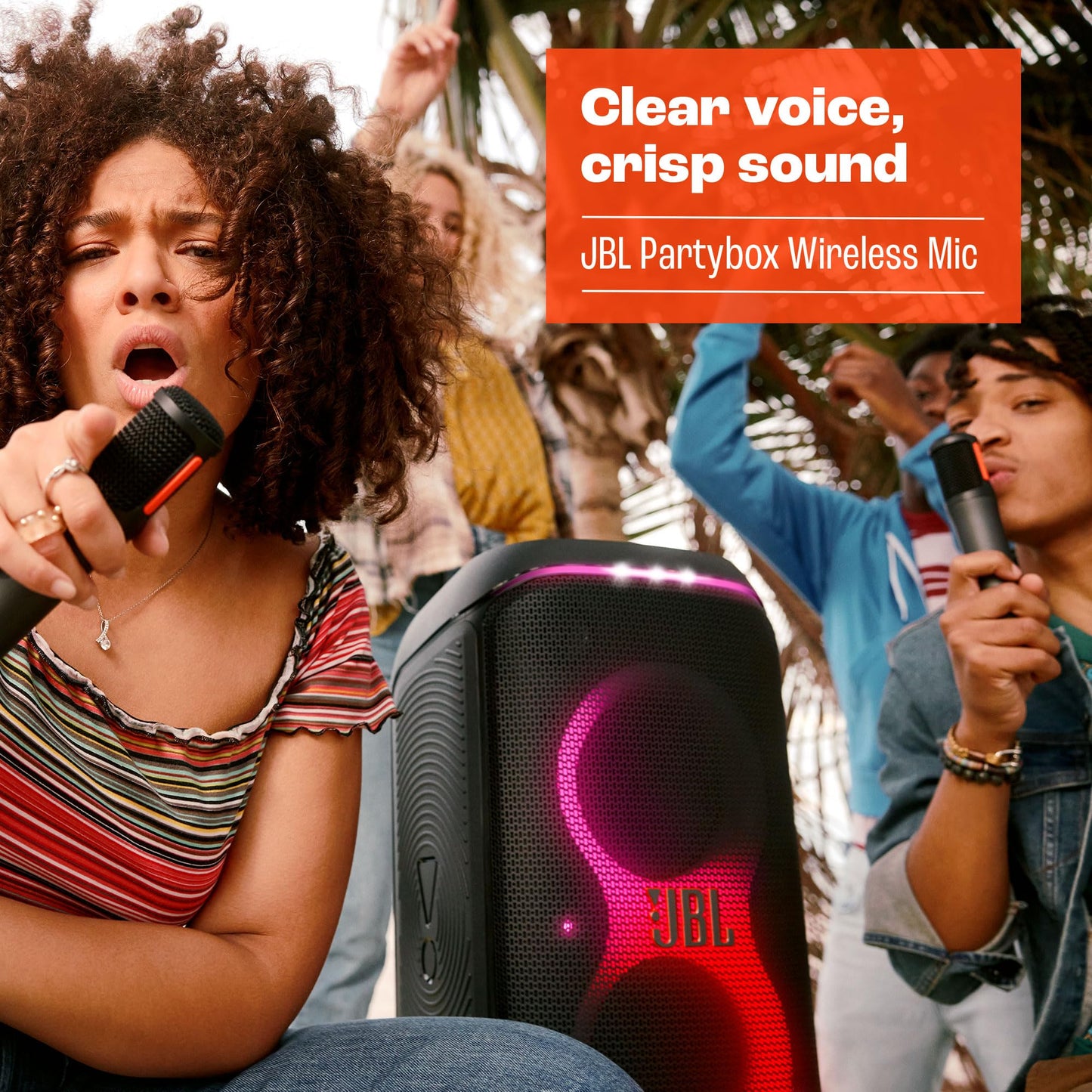 JBL PartyBox - Micrófono inalámbrico – 2 micrófonos inalámbricos Digitales, batería Recargable (20 Horas - 700 mAh), Voz Clara, Sonido nítido, conexión Estable de 2.4 GHz, Compatible con Todos los