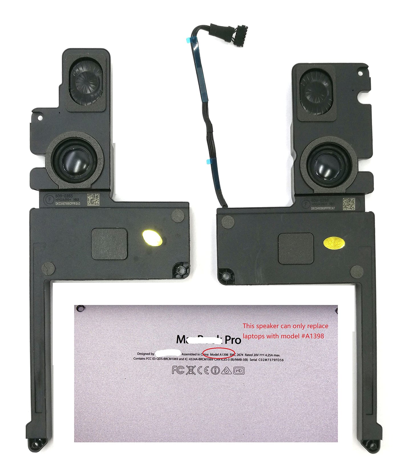 Ittecc Replacement Internal Speaker Left+Right Set Fit for Apple MacBook Pro 15" Unibody Retina A1398 Series (Mid 2012, Early 2013) 2014 2015