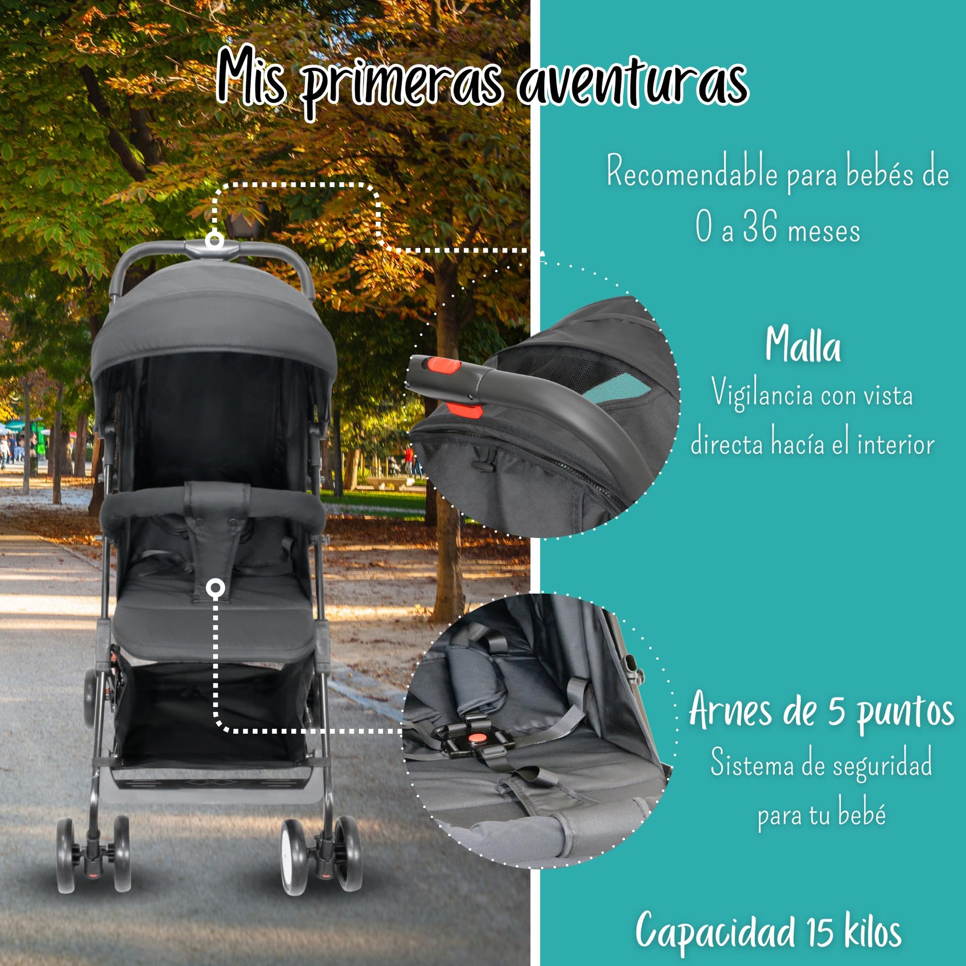 Carreolas Modernas Para Bebe| Carriola Reclinable Con Toldo Extra Largo| Cinturón De 5 Puntos| Carriola Para Bebe Con Diseño Plegable Para Viaje Y Fácil Transportación| Carriola Ligera (Gris)