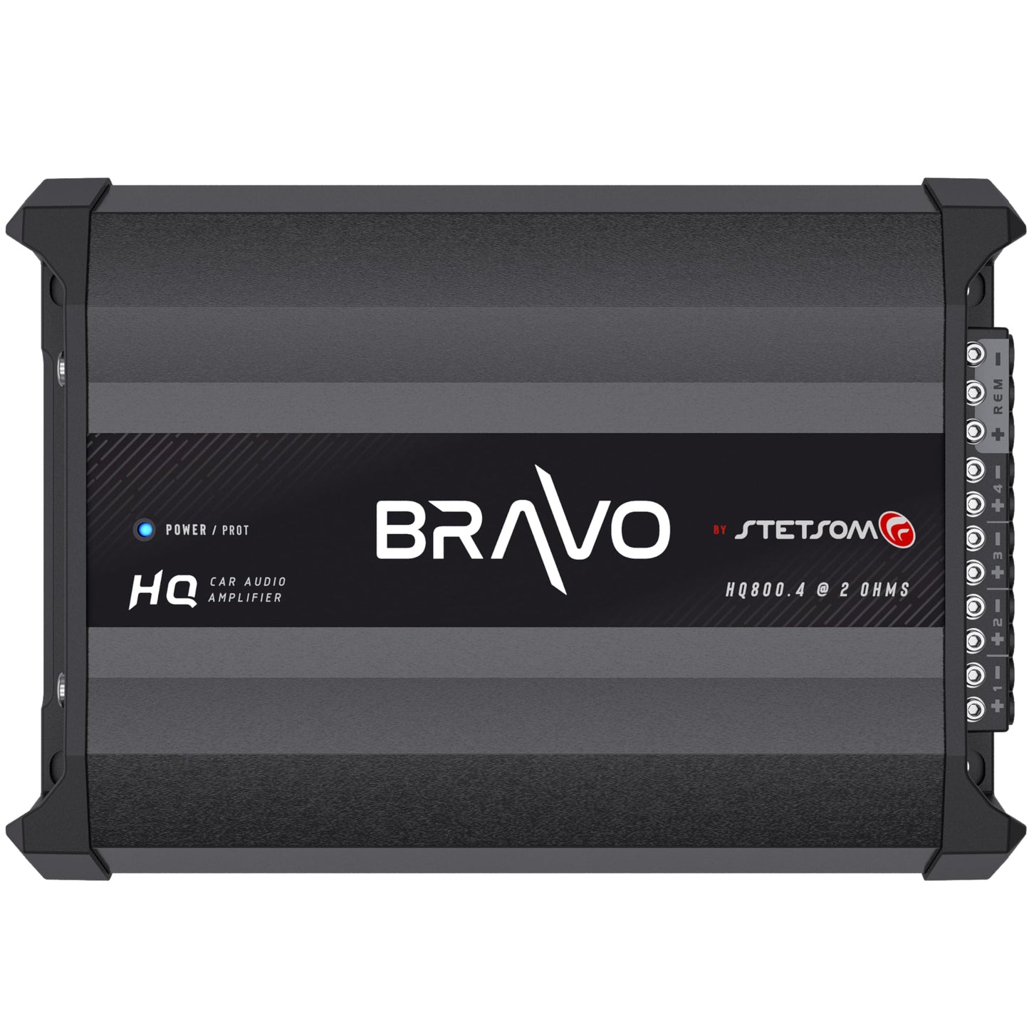 Amplificador Digital de Audio Stetsom Bravo HQ 800.4 Multicanal para Coche 2 Ohmios Estables 800 Vatios RMS