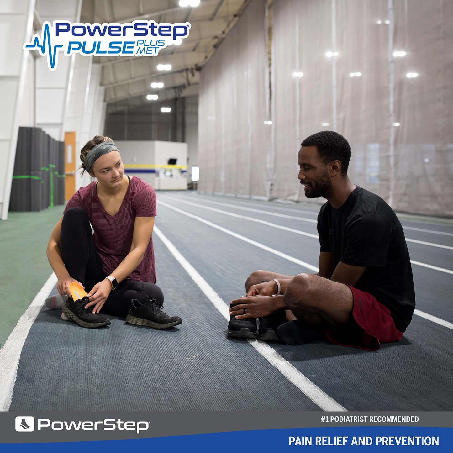 Plantillas PowerStep Pulse Plus Anaranjado Azul para Aliviar Dolor de Pie Metatarsiano en Zapatos Ortopédicos de Running para Hombre