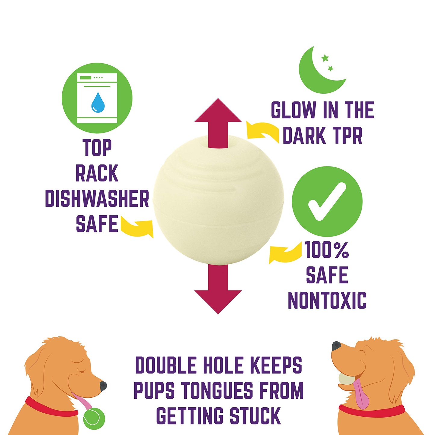 Chew King Ball, 2 Piece Glowing Fetch Ball, Dog Ball Toys, Fits Ball Launcher