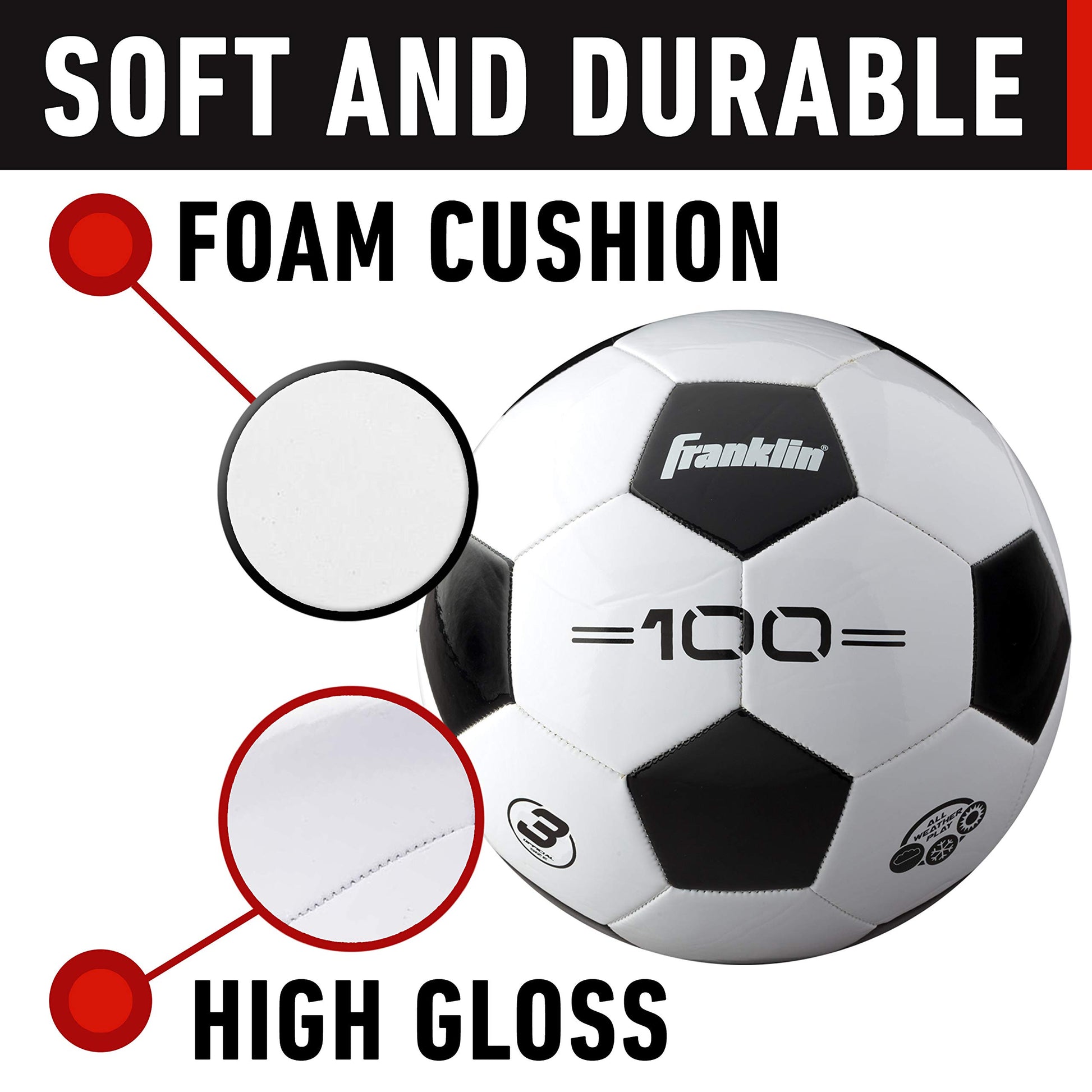 Franklin Sports Competition F-100 Balón de fútbol, Tamaño 3, 12 balones desinflados con Bomba, Blanco, 3