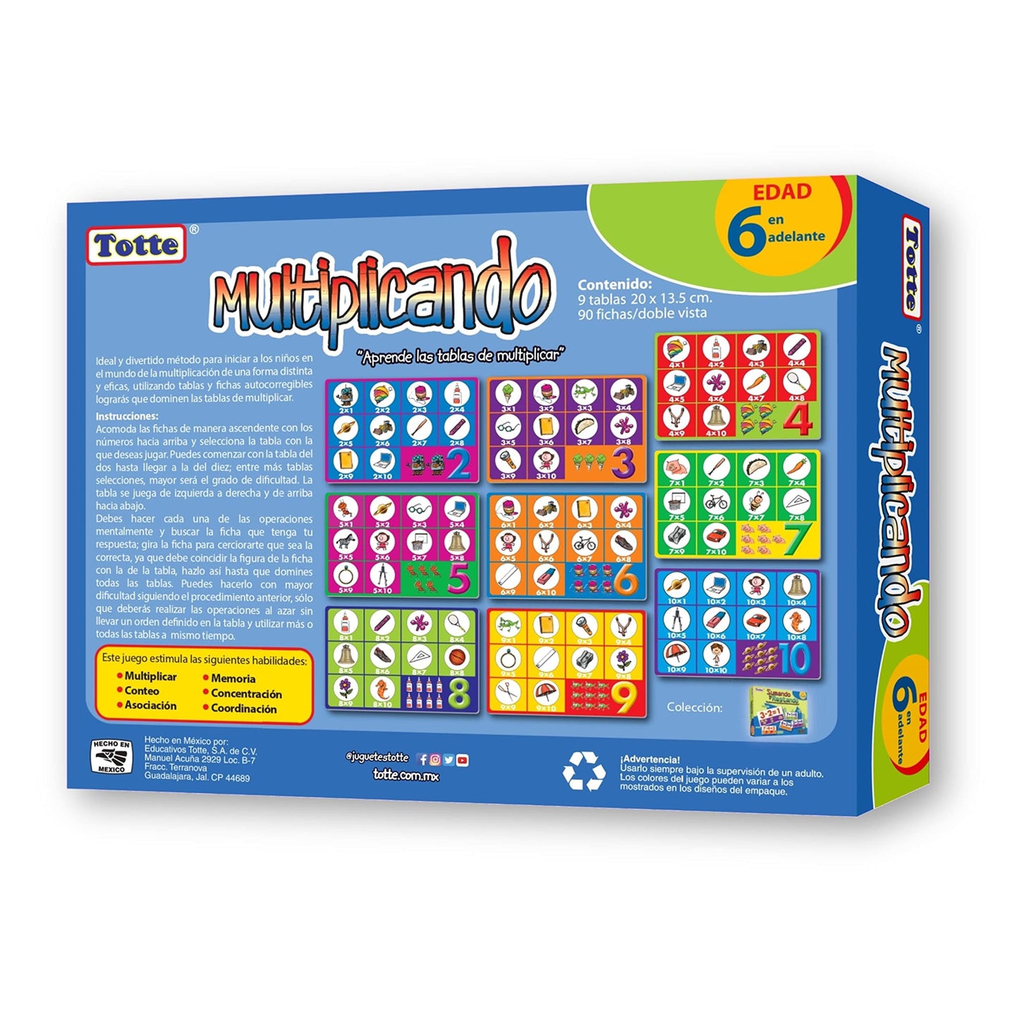 Juego Educativo de Matemáticas Totte Multiplicar Infantil Extra Grandes y Durables