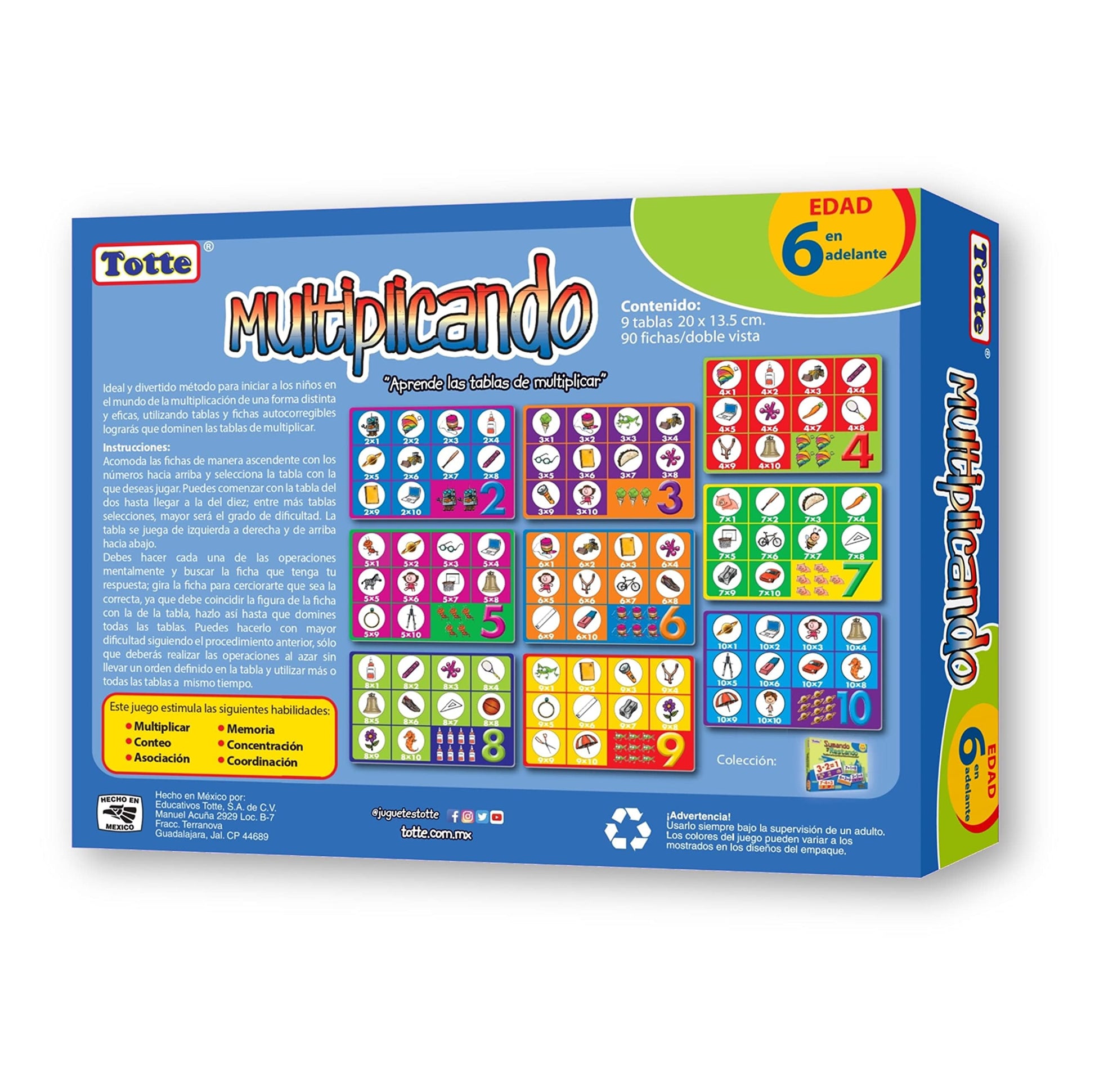 Juego Educativo de Matemáticas Totte Multiplicar Infantil Extra Grandes y Durables