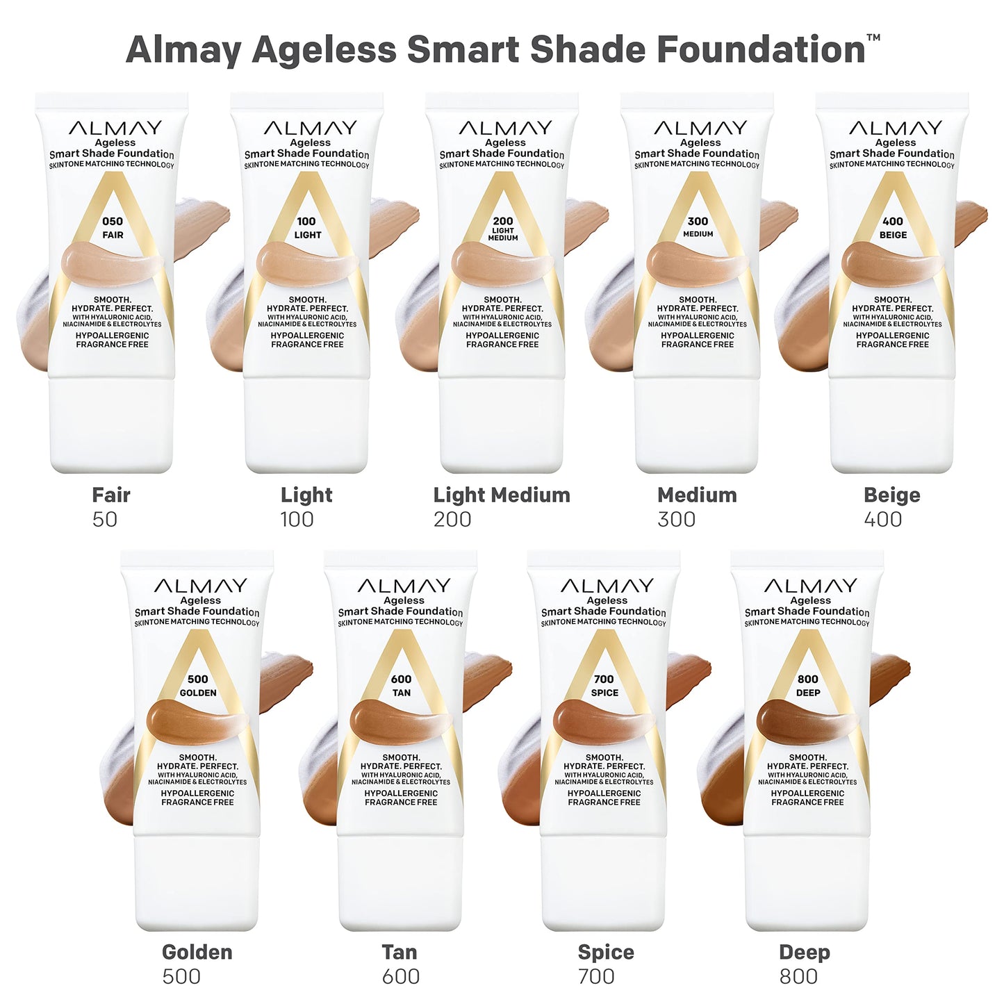 Base de maquillaje antienvejecimiento Almay Smart Shade Ageless con ácido hialurónico, niacinamida y vitaminas C y E - Tono 300 Medium - 1 oz - Hipoalergénica y sin fragancia - Ideal para pieles maduras - ¡Compra online ahora!