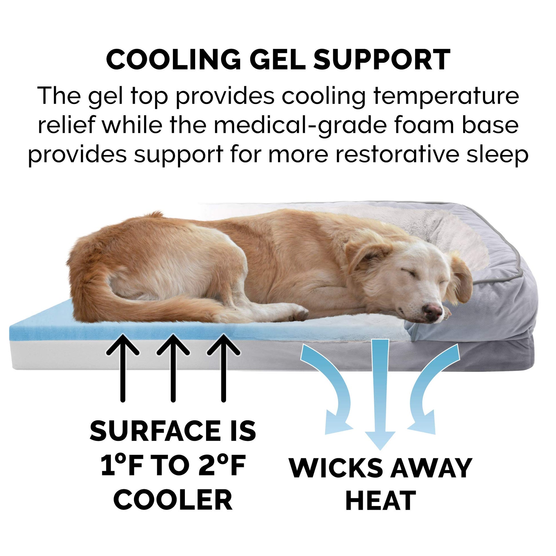 Furhaven Pet Bed for Dogs and Cats - Plush and Velvet Waves Perfect Comfort Sofa-Style Cooling Gel Foam Dog Bed, Removable Machine Washable Cover - Granite Gray, Jumbo (X-Large)
