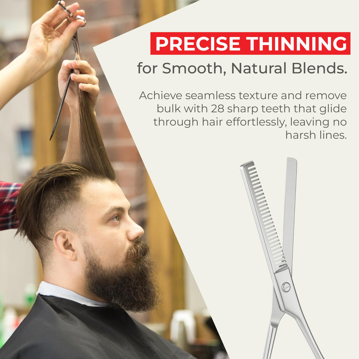 Precision Classic - Tijeras de corte y peinado para barba y bigote para hombre de 5 pulgadas con ajuste de tensión y lleva tus necesidades de aseo de barba al siguiente nivel