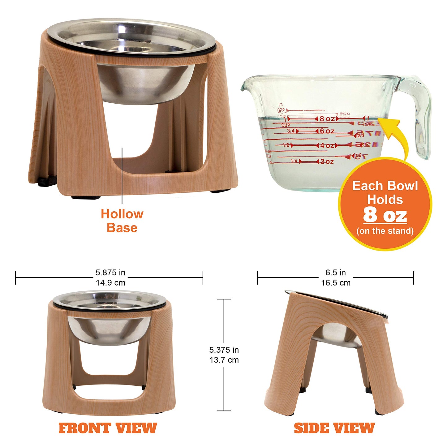Kit de cuencos y alfombrilla para mascotas SPORT Pet – Cuenco para mascotas para perros, gatos y mascotas, tazón de alimentación lenta, cuencos elevados de acero inoxidable, marrón (CM-10084)
