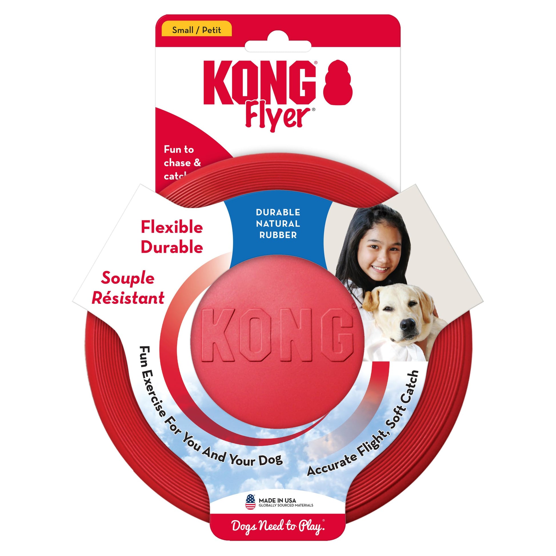 KONG Rubber Flyer, Paquete de 2 Unidades, pequeño, Rojo