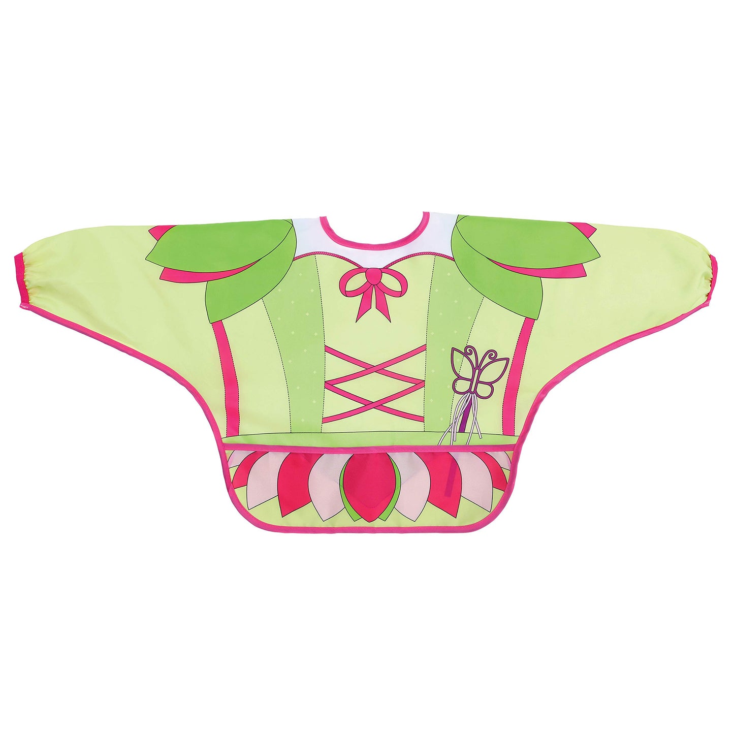 Dreambaby Baberos de personaje para niña: Princesa y Hada. 2 piezas, Manga larga, Plástico impermeable fácil de limpiar, con bolsillo, ideal para comer o pintar, 1 a 4 años.