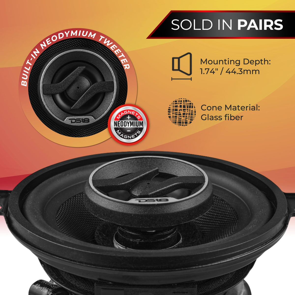Altavoz Coaxial DS18 3.5 Pulgadas 4 Ohmios Fácil Instalación para Coche