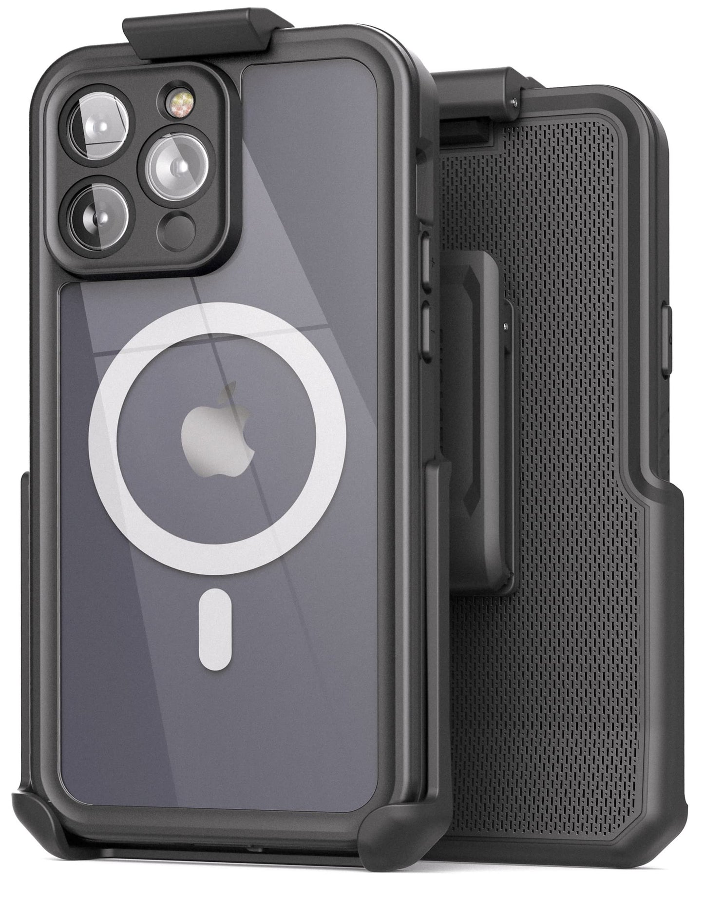 Funda Impermeable Encased Titan-X para iPhone 14 Pro Max compatible con MagSafe en Negro con Clip para Cinturón