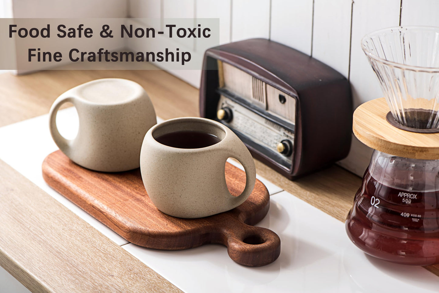 Juego de Tazas de Cerámica SYJAN HOME Blanca para Capuchino y Café Latte