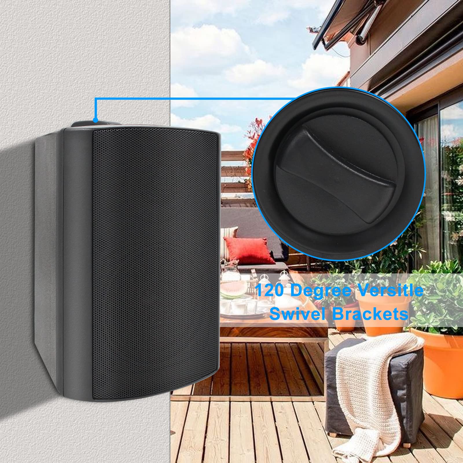Herdio Bocinas para Exterior,6.5 Pulgadas 800W Altavoces para Exteriores, Resistente al Agua, Adecuado para el hogar, Patio, Terraza,Patio Trasero(4 Altavoces,Negros)
