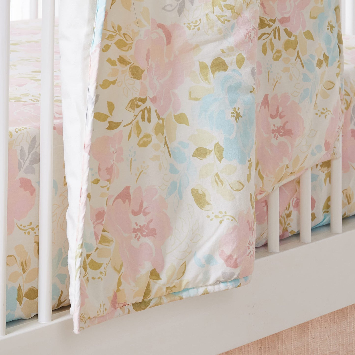 Levtex Baby Nest & Nod Amelia - Juego de ropa de cama de 3 piezas, algodón, color rosa (colcha, volante, sábana bajera para cuna)