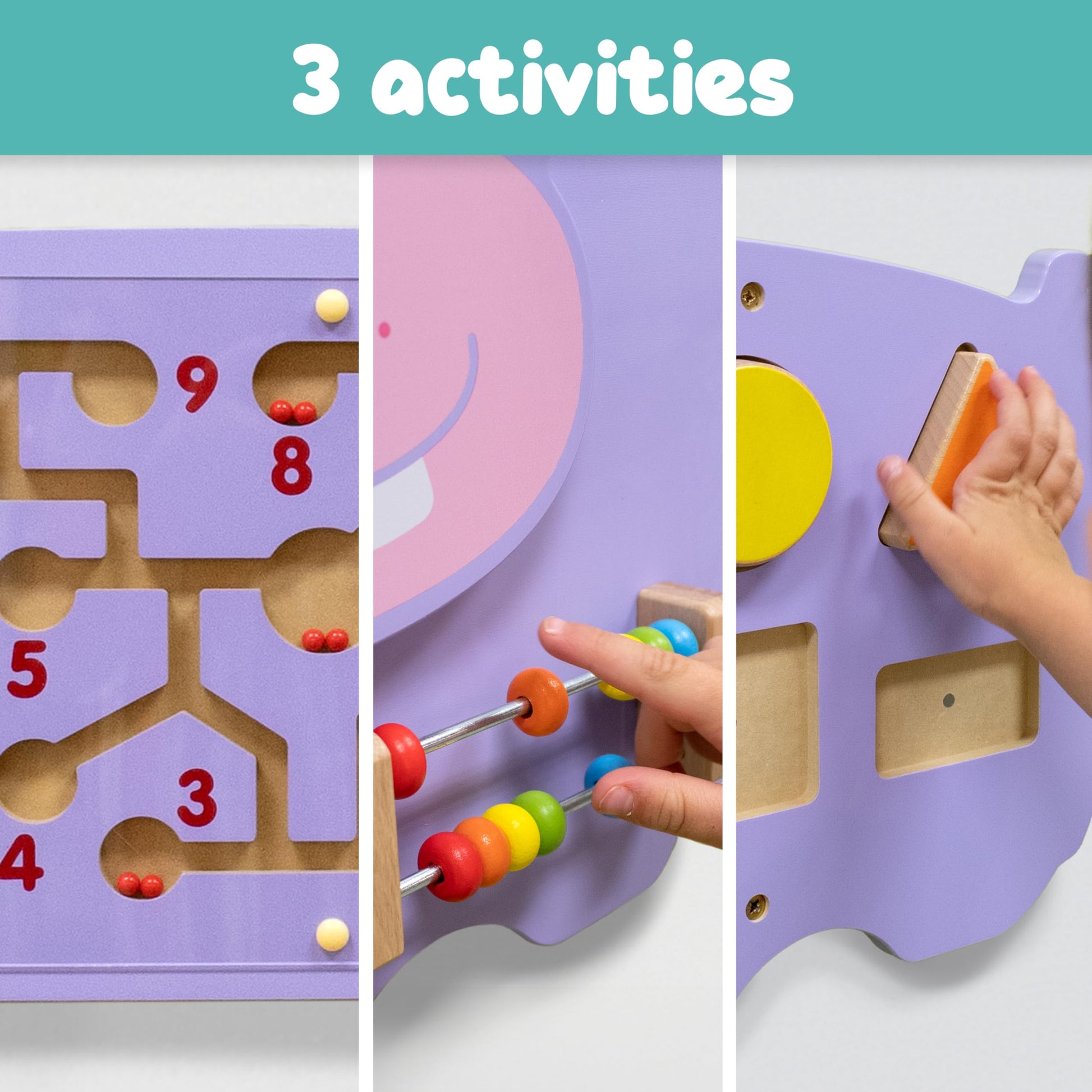 Panel de Actividad SPARK & WOW Hipopótama 3 Actividades Montessori para Niños Pequeños