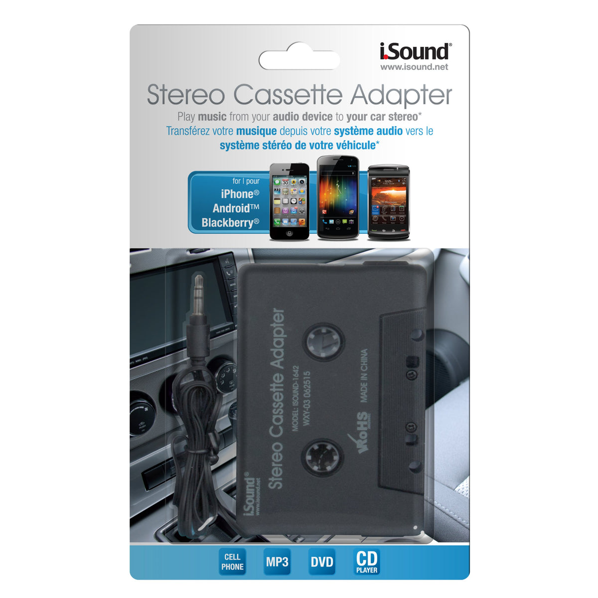 Adaptador de Casete estéreo iSound Negro para Reproductor de Coche