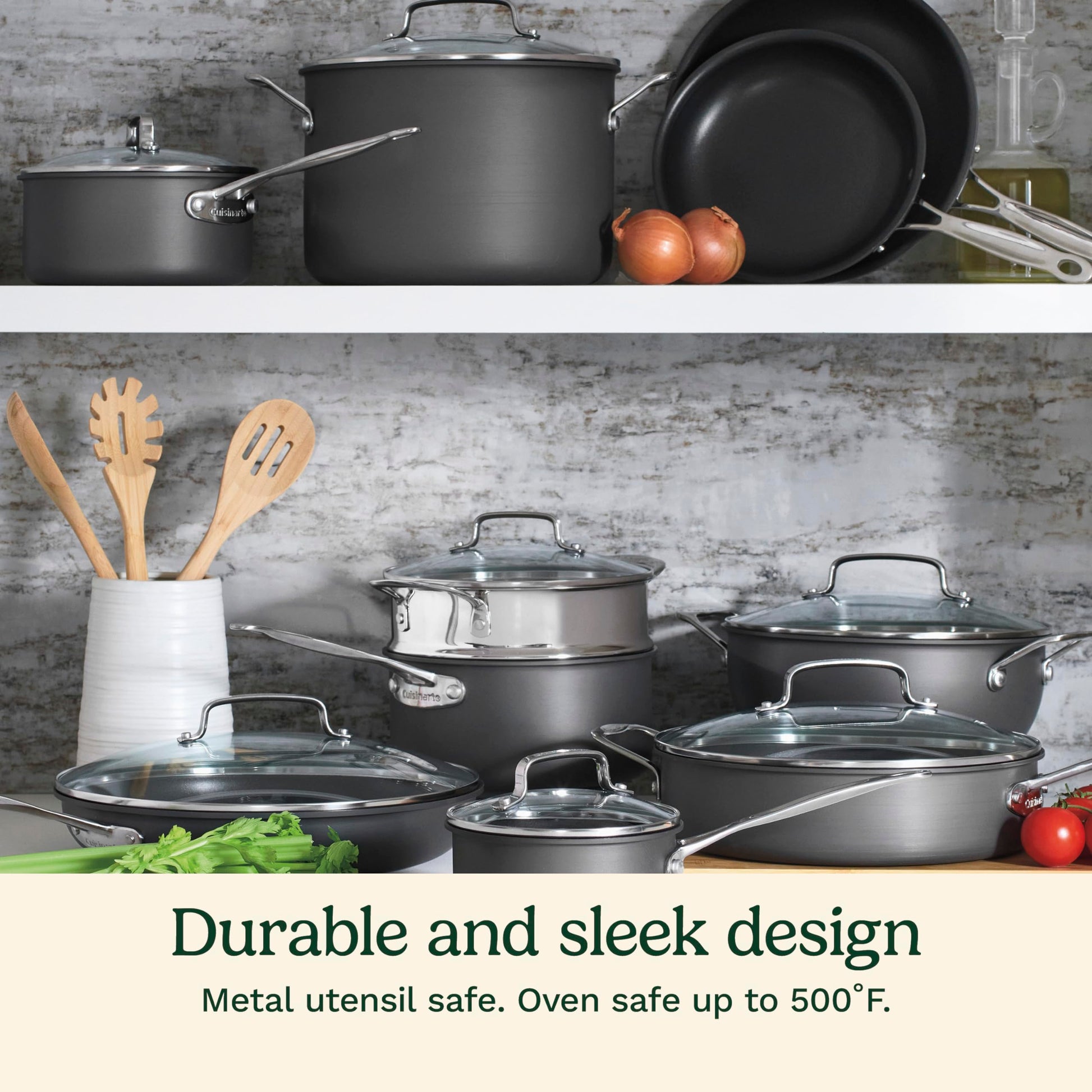 Cuisinart Chef's Classic - Juego de utensilios de cocina antiadherentes anodizados, 17 piezas