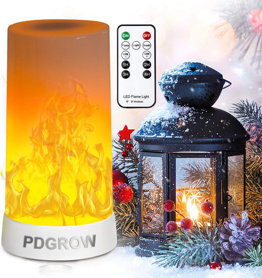 Luces LED de llama con temporizador remoto, PDGROW Lámpara de llama 4 modos USB recargable luces de fuego para interiores y exteriores, lámpara decorativa colgante para chimenea, luz romántica para