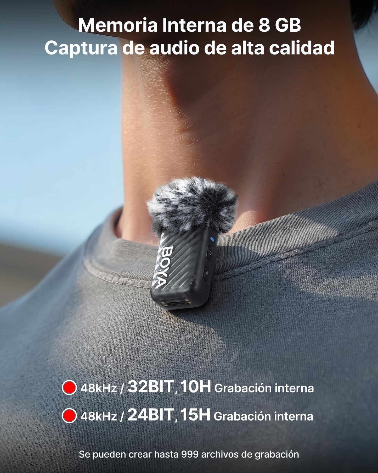 BOYA BOYAMIC 2 Micrófonos Inalámbricos para iPhone 15–16/Android/PC/Cámara, Cancelación de Ruido con IA, Grabación Interna en 32-bit Float, AMOLED, 300 m y 54 h con Estuche de Carga para Grabación